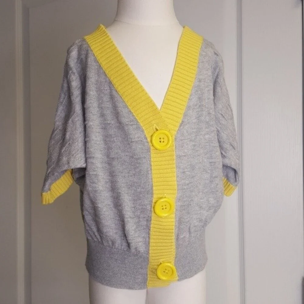 GapKids Gray Yellow Cardigan Sweater